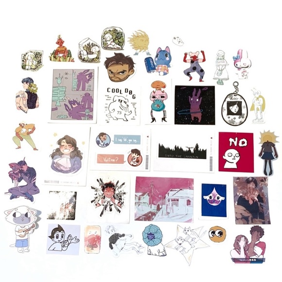 Lot of 37 Large Device and Scrapbooking Stickers Eccentric Anime Cartoon Unique - Picture 1 of 5